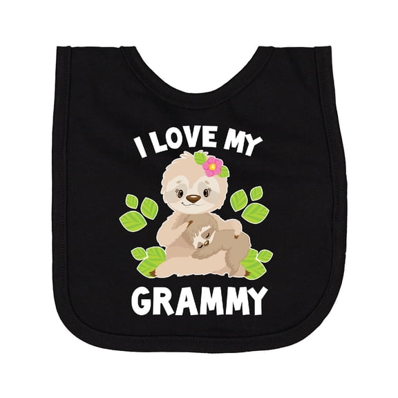 Inktastic Cute Sloth I Love My Grammy with Green Leaves Newborn Bib