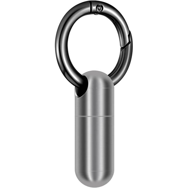 Jinsinto 1 Pack Micro Keychain Pill Holder, Portable Mini Size Titanium Alloy Pill Box Case, Waterproof & Lightweight Keychain Pill Container for Emergency Outdoor Travel Camping