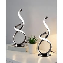 2 Pack Modern Touch Lamp for Nightstand, Spiral LED Table Lamp, Dimmable 3 Color Temperature Night Stand Desk Lamp, Unique Bedside Light for Living Room, Bedroom, Ideal Gift, Black