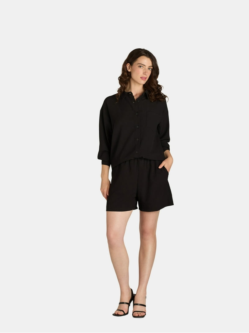shorts with long sleeve dress shirt Striped Long-Sleeve Shirt & Shorts Set