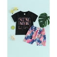 thumbnail image 2 of Bslissey Toddler Baby Boys 2Pcs Summer Outfits Short Sleeve Letter Print T-shirt Tops + Pineapple Print Shorts 6M 12M 18M 24M 3T Infant Casual Shorts Sets for Beachwear, 2 of 10