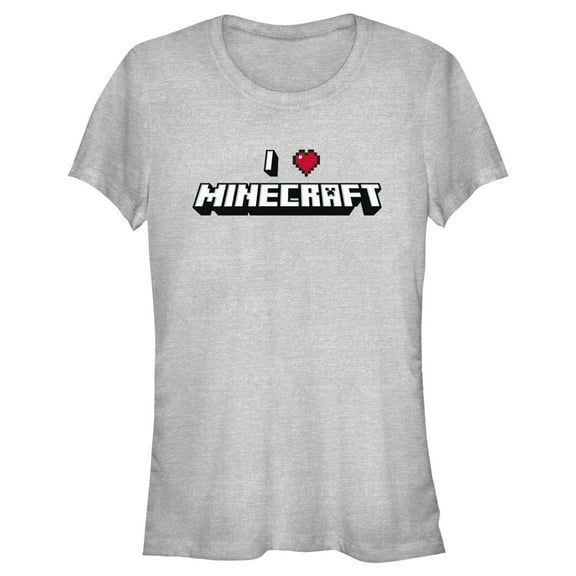 Junior's Minecraft I Heart Minecraft Graphic Tee Athletic Heather Medium