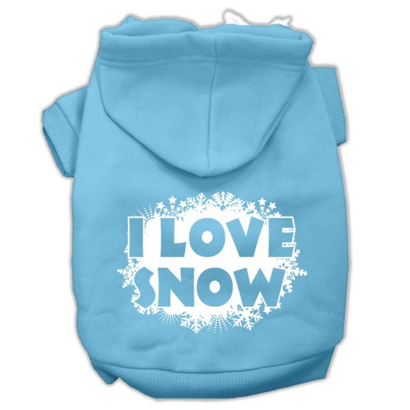 Christmas Pet Dog Cat Hoodie Screen Printed, "I Love Snow"