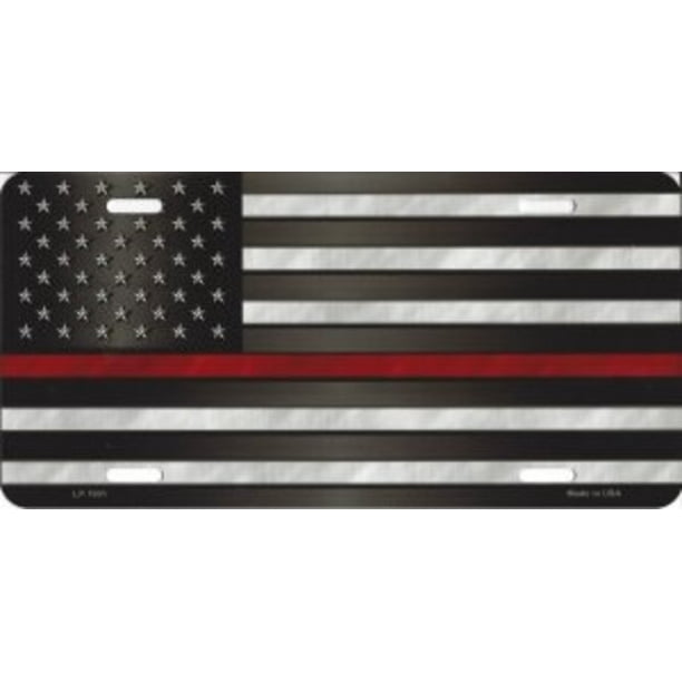 Firefighter Thin Red Line On U.S. Flag License Plate