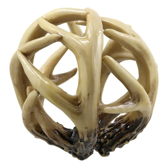 Ebros Gift Wildlife Rustic Buck Elk Deer Stag Entwined Antlers Orb Potpourri Decorative Ball Home Accent Sphere Figurine Paper Weight Mantelpiece Shelves Table Cabin Lodge Decor (1)