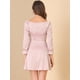 thumbnail image 5 of Vestido ajustado Allegra K con cuello cuadrado y manga abullonada Rosa XL, 5 of 6