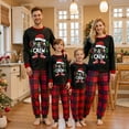 thumbnail image 3 of Christmas Family Pajamas Matching Set Letters Print T-shirt Plaid Pants Sleepwear Loungewear, 3 of 7