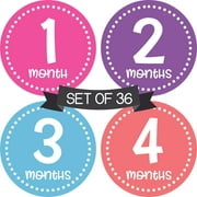 Months in Motion Baby Monthly Stickers - Baby Milestone Stickers - Newborn Girl Stickers - Month Stickers for Baby Girl - Baby Girl Stickers - Newborn Monthly Milestone Stickers (Set of 36)