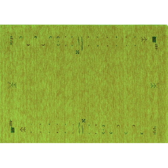 Ahgly Company Indoor Rectangle Abstract Green Contemporary Area Rugs, 2' x 5'