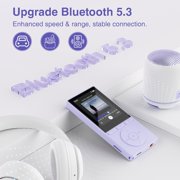 64GB MP3 Player with Bluetooth 5.3, Music Player with HiFi Sound for Sports Runners, 2.4 Screen MP3 Player Built in HD Speaker Voice Recorder E-Book, Expanded Up to 128GB, Earphone Included, Purple