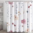 thumbnail image 6 of Long 72x84in Shower Curtain,Watercolor Floral Shower Curtain Sets,Coral Beige Flowers Bathroom Curtains,Modern Minimalist White Bath Curtain, Waterproof Fabric with Hooks, 6 of 6