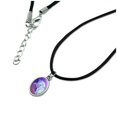 thumbnail image 2 of Majestic Unicorn Pink Purple Blue Antiqued Oval Charm Pendant with Black Satin Cord, 2 of 4