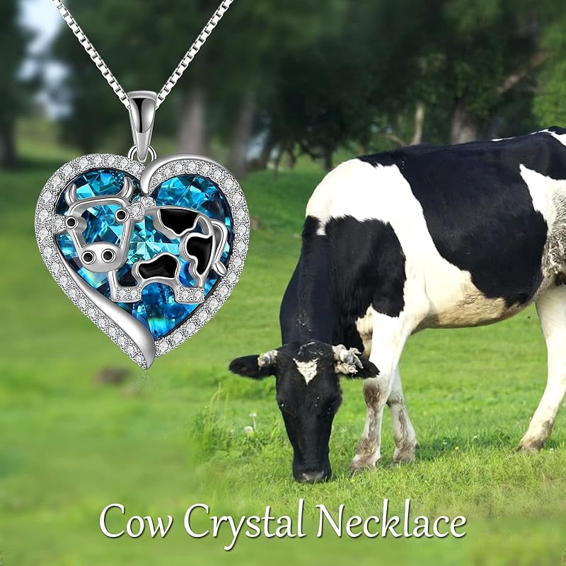 JKR  Mothers Day Gifts for Mom Cow Necklace Cow Gifts 925 Sterling Silver Cow Jewelry Birthday Gifts for Women Cow Lovers Daughter Sister Graduation