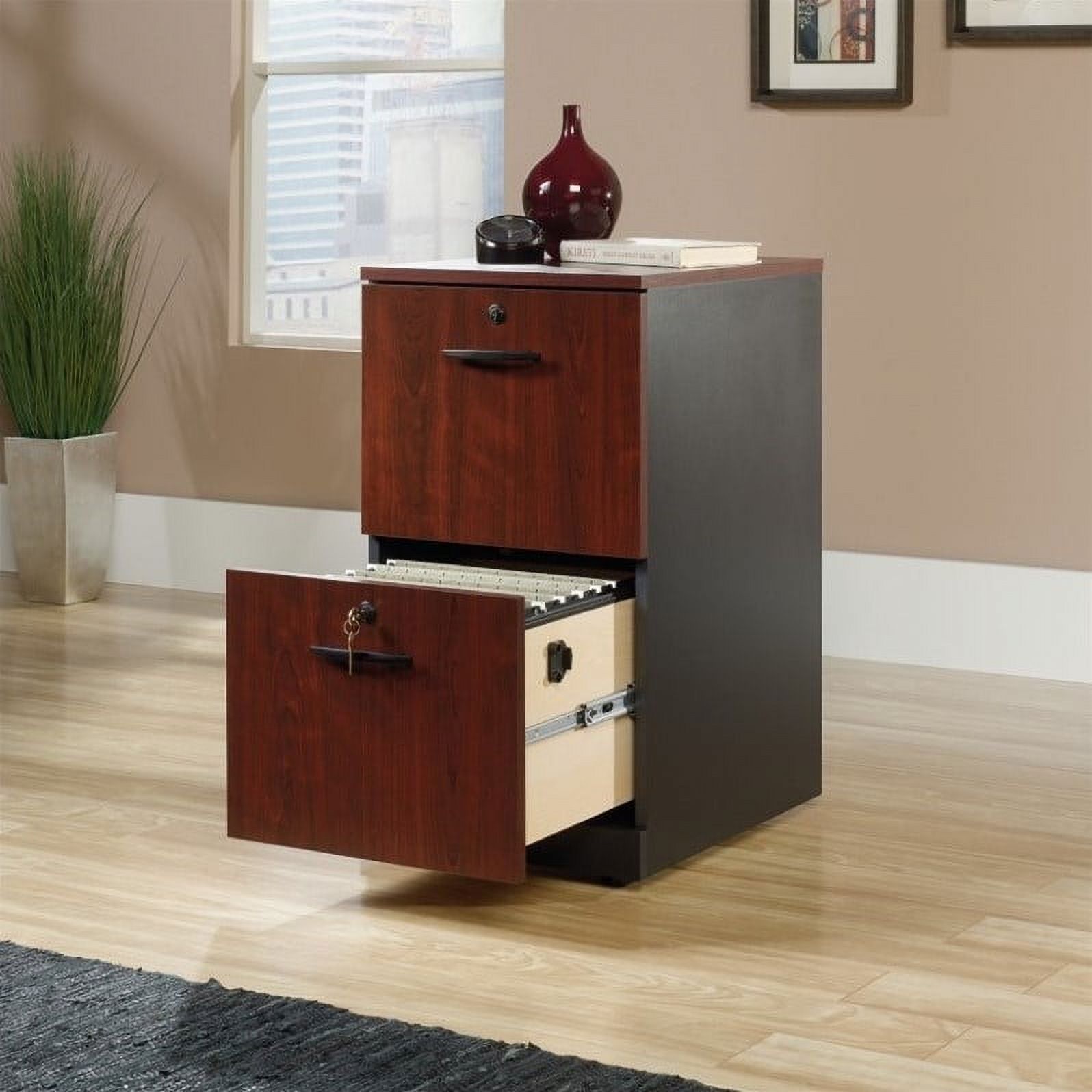 Home Square 2 Drawer Wood Filing Cabinet Set in Classic Cherry (Set of 2) - image 3 of 8
