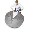 thumbnail image 2 of Lumaland 5ft Big Bean Bag Chair with Microsuede Washable Cover, Dark Gray, 2 of 6