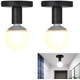 thumbnail image 1 of Portalámparas E27 de metal, portalámparas E27, lámpara de techo para pasillo, dormitorio, cafetería, salón, bar, 2 piezas (fuente de alimentación no incluida, color negro), 1 of 5