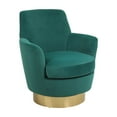 thumbnail image 4 of Hassch Velvet Upholstered Swivel Barrel Chair with Gold Stainless Steel Base, Modern Comfortable Living Room Lounge Chair with Deep Cushioned Seat (Emerald), 4 of 8