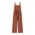 thumbnail image 6 of Jinhomg Summer Jumpsuit for Kids Relaxed Fit Comfortable Solid Onesie Overalls Girls Casual Sleeveless Wide Leg Bib Pants with Pockets Sales Today Brown 7 Years, 6 of 10