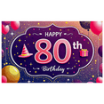 thumbnail image 5 of Happy 80th Birthday Background Banner with Balloons Party Hat and Gift Decors Backdrop for Birthday Party Photography Props Celebration Decorations, 5 of 8