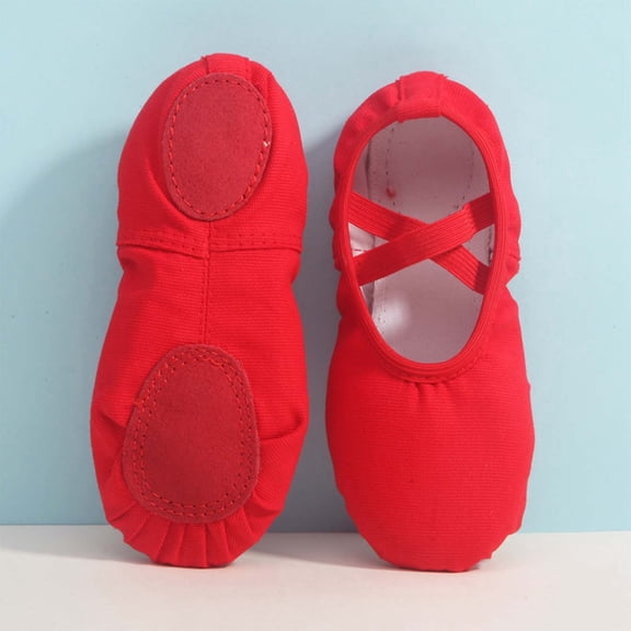 ZHOGXU Children Kids Girls Dance Shoes Non Soft Sole Solid Color Comfortable Breathable Ballet Yoga Shoes For Performance Indoor Wear,Red,3.5-4 Years
