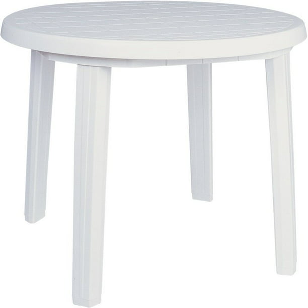 Atlin Designs 36 Round Resin Patio, Plastic Outdoor Dining Table With Removable Legs