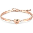 thumbnail image 1 of HSHDLDF Rose Gold Heart Initial Letter Bracelets Engraved Alphabet 26 Letters Charms Cuff Bracelet Stainless Steel Expandable Personalized Name Jewelry, 1 of 6