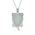 thumbnail image 2 of Bling Jewelry Womens Unisex Nautical Gemstone Jade Sea Turtle Pendant Necklace in Sterling Silver, 2 of 4