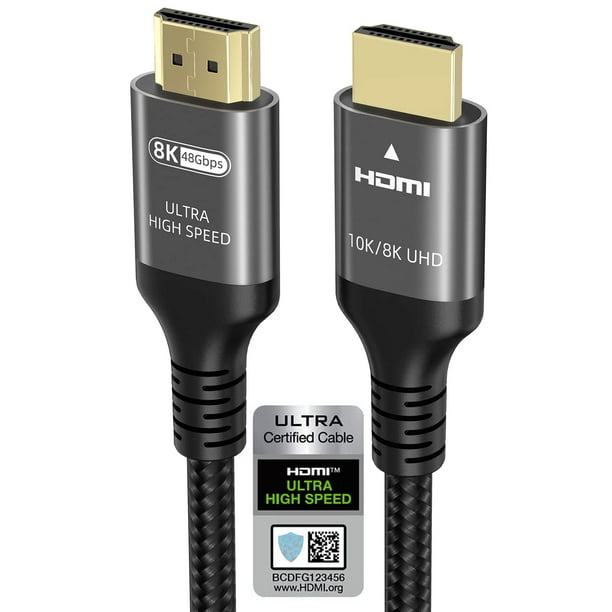 Forbyde overfladisk Havbrasme 10k 8k 4k HDMI Cable 3.3 FT, Certified 48Gbps 1ms Ultra High Speed HDMI 2.1 Cable  4k 120Hz 144Hz 10k 8k 60Hz 4:4:4 12bit eARC DTS:X Dolby Atmos HDR10  Compatible for Samsung