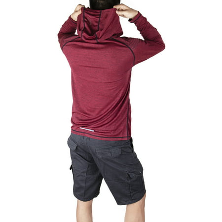 LELINTA Men's Hooded Workout Sun Protection UPF 30+ UV Outdoor Long Sleeve T-Shirt