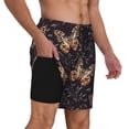 thumbnail image 2 of Naloa Butterfly1 Print Men Swim Trunks with Compression Liner ,Board Shorts,Men's Swim Shorts with Drawstring and Elastic Waistband-Medium, 2 of 6