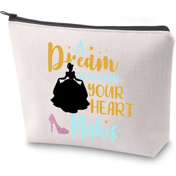 A Dream Is A Wish Your Heart Makes Makeup Bag Princess Gift for Her