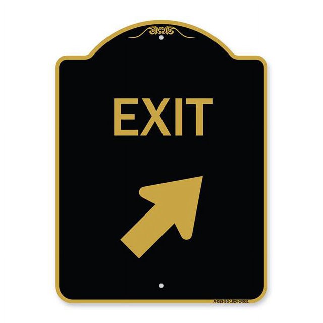 SignMission A-DES-BG-1824-24031 18 x 24 in. Designer Series Sign - Exit Sign Exit with Right Arrow, Black & Gold
