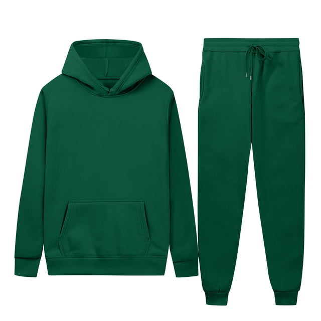 Weiqiqre Sweats for Men Sets Solid Color Loose Fit Basic Pullover Hoodies Sweatshirt Sport Jogging Suits