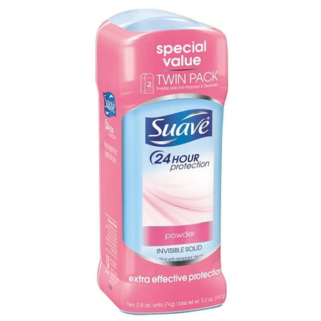Suave Invisible Solid Powder 24 Hour Protection Antiperspirant Deodorant Stick, 2.6 oz 2 ct