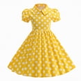 thumbnail image 1 of Gubotare Robe Fille Enfant Robes Filles Robe Fille Tout-Petit Décontractée Fête Imprimé Robe Ligne A Robe d'Été 3T 4T (Jaune, 3-4 Ans), 1 of 9