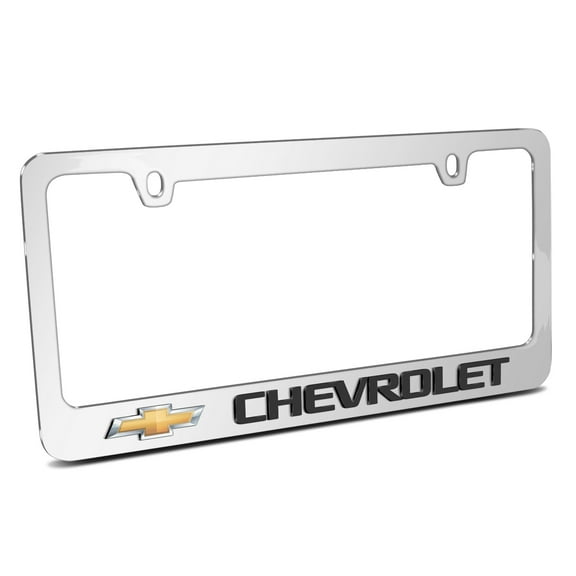 iPick Image for Chevrolet Golden Logo in 3D Mirror Chrome Metal License Plate Frame, Official Licensed