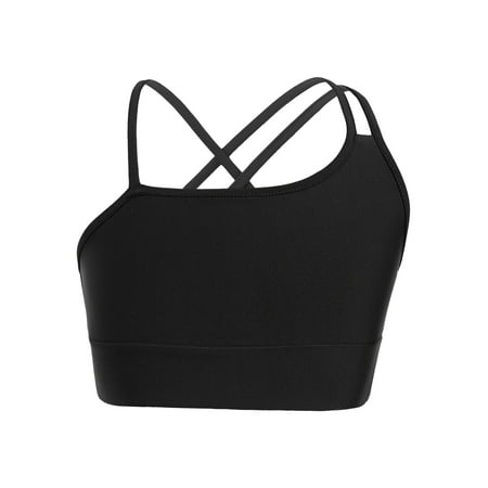 Oyolan Kids Girls Ballet Dance Crop Top Gymnastic Yoga Training Sports Bra Top Activewear Black 10