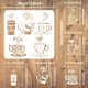 thumbnail image 2 of Plantilla para pintar bebidas calientes, 30 x 30 cm, reutilizable, para tazas y vasos. Plantilla grande para dibujar café o té. Tema diario., 2 of 7