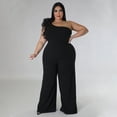 thumbnail image 4 of AURA Women Plus Size One Shoulder Jumpsuit Wide Leg High Waist Casual Outfit Summer Elegant Romper, 4 of 7