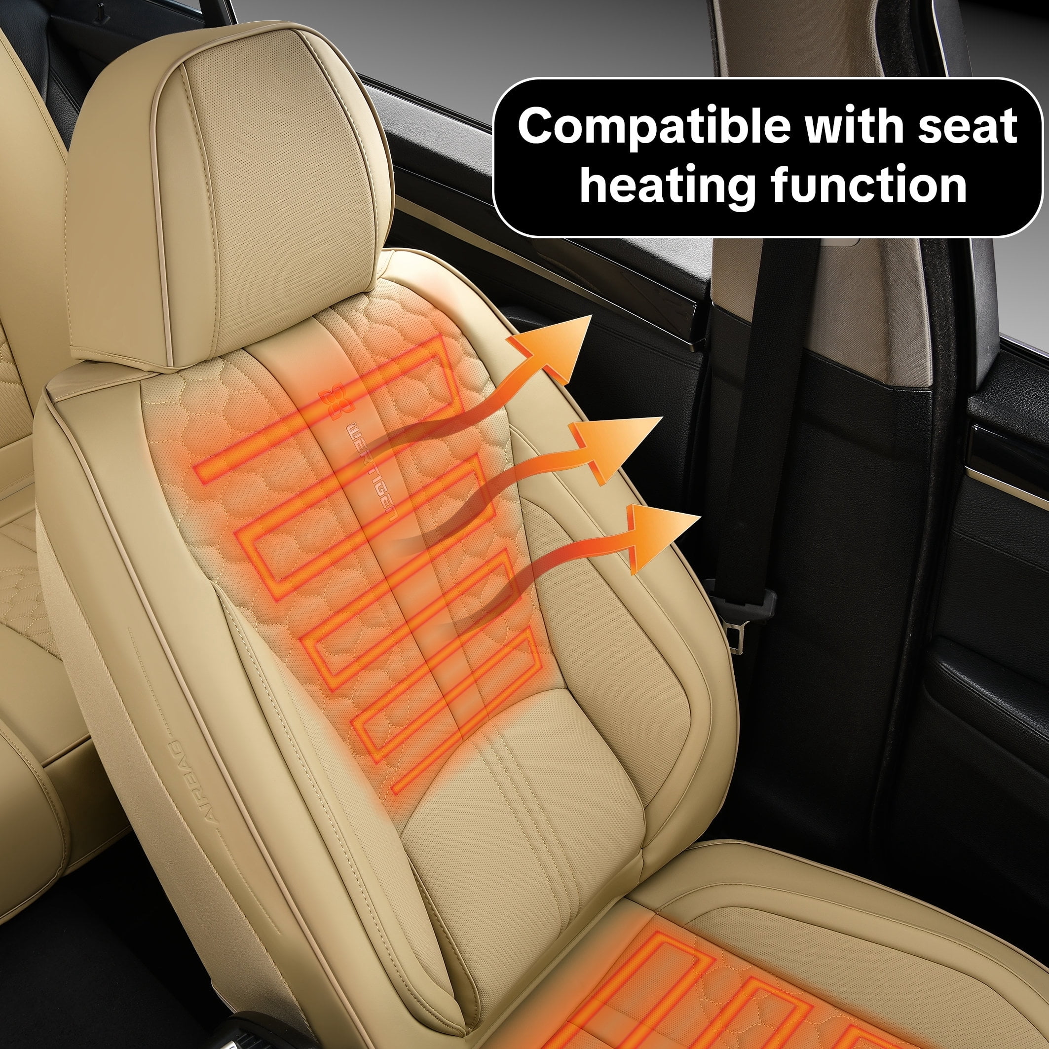 Leather 5 Car Seat Covers For Toyota 99% Models,Car Seat Cushions Full Set,Waterproof Car Sit Protectors,Easy To Install, Suitable For All Seasons.