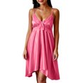thumbnail image 3 of Chemise Nightgowns for Women Zaewscy Women's Casual Summer Short-style Lace Knee-length Nightgown With Bow Decoration Watermelon Red Free Size, 3 of 9