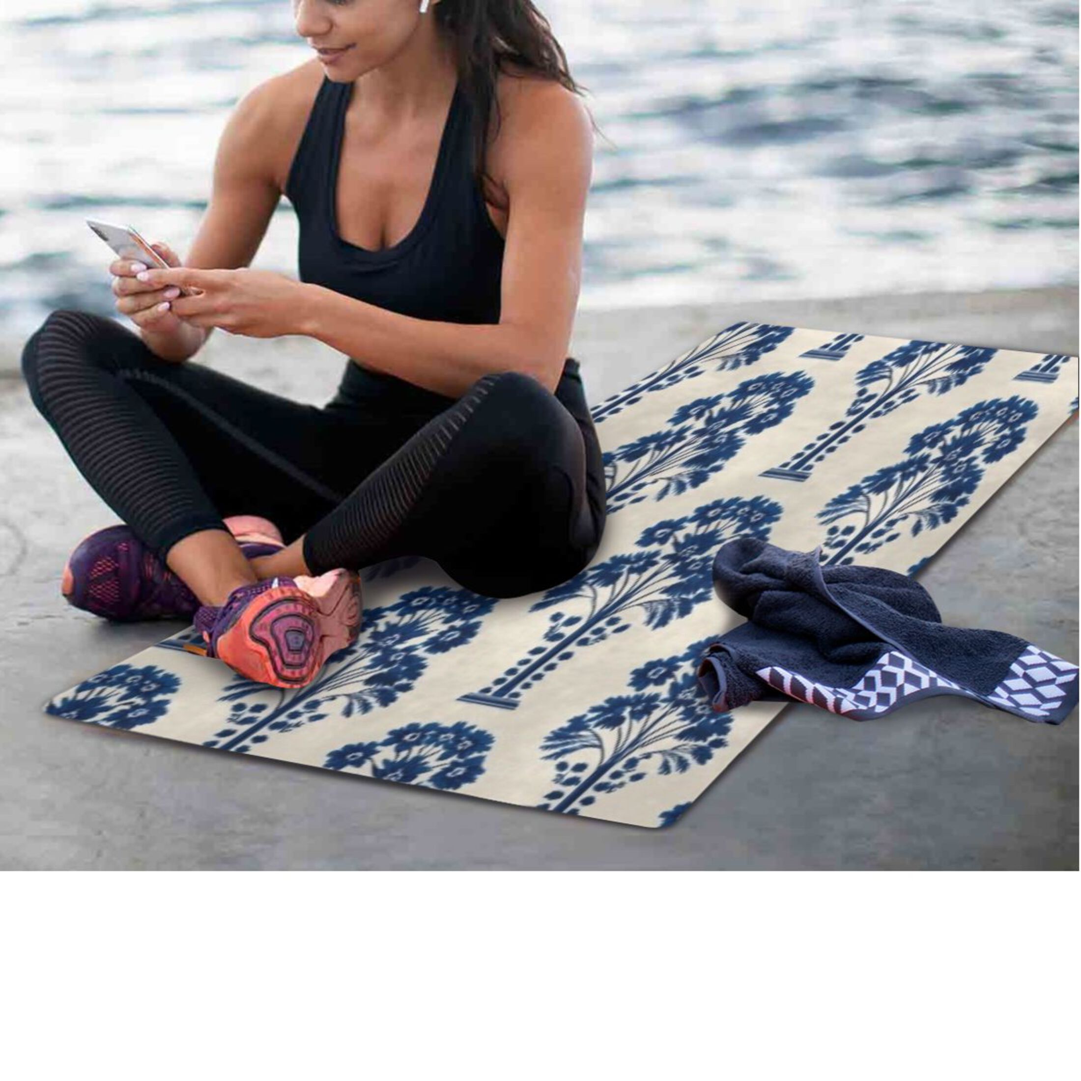 BZSMCE Yoga Mat Women Fitness Mat White Tree Pattern