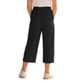 thumbnail image 6 of Women's Wide Leg Capri Pants Lightweight Cotton Linen Adjustable Knot Waisted Work Casual Capris with Pockets (9 Years, Black), 6 of 7