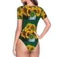 thumbnail image 4 of Gaeub Sunflowers In Bucket Women'S Short Sleeve One Piece Swimsuit Sexy High-Waisted Bodysuit For Swimming, Beach, Sports - Medium, 4 of 9