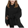 thumbnail image 3 of Dakiuu 5-14Y Girls Oversized Hoodies Fashion Long Sleeve Drop Shoulder Pullover Sweatshirts Kids Casual Outfits Spring Fall Winter Clothes Black 5-6 Years (120), 3 of 6