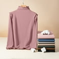 thumbnail image 4 of Women's Warm Nano Double Velvet Turtleneck Top - Ruffle Trim, Thick Slim Fit, for Fall/Winter, 4 of 4