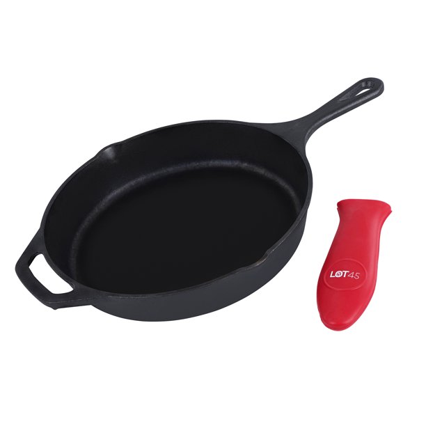 Lot45 Cast Iron Skillet with Silicone Handle Cover 10in Cookware