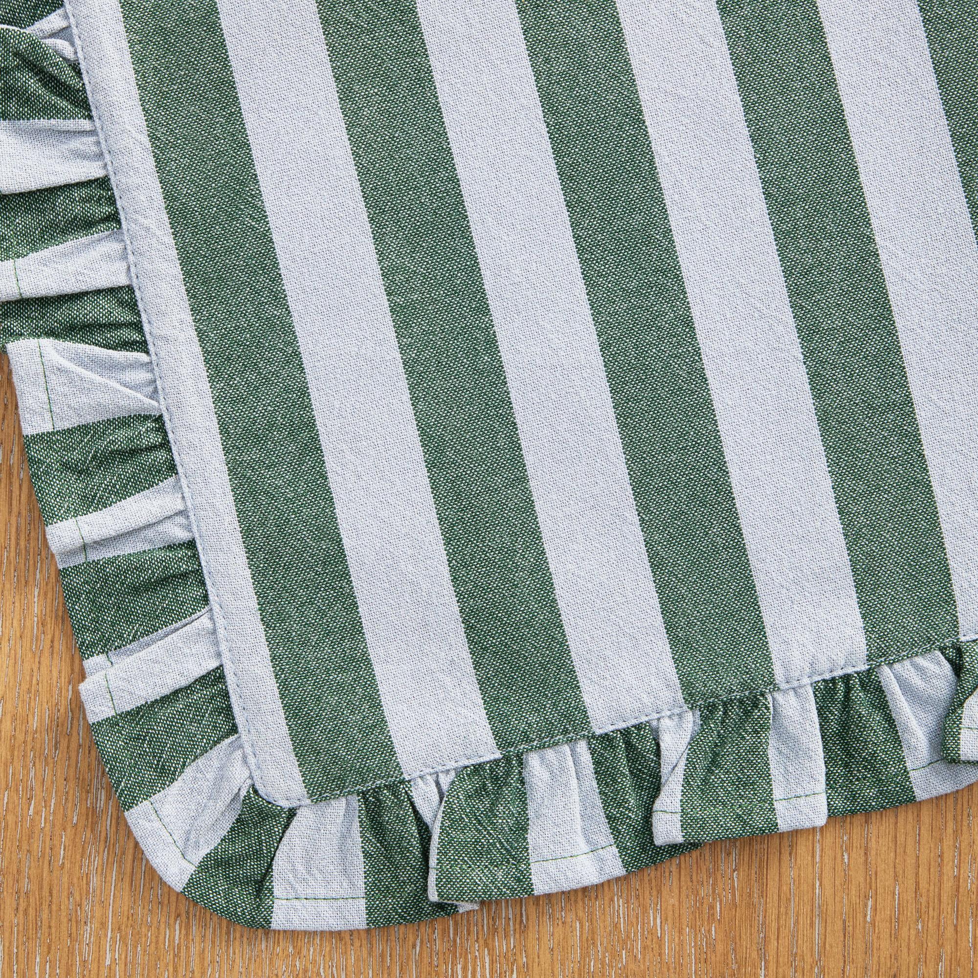 Beautiful Ruffle Stripe Fabric Placemat by Drew Barrymore, Cornflower Blue/Thyme Green, 20"W x 14"L