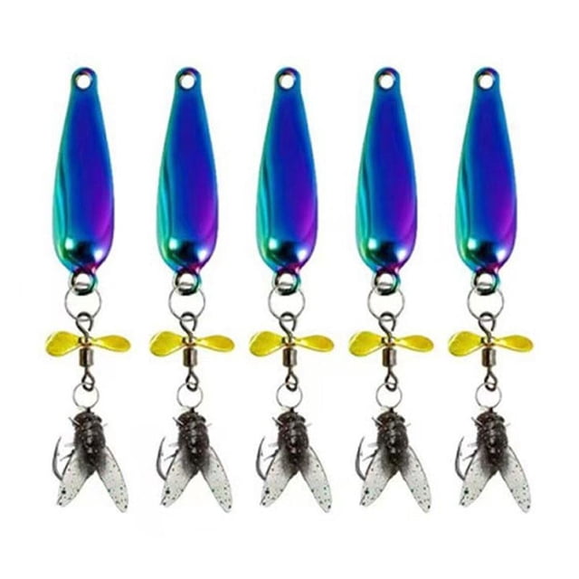 5 Pcs Metal Propeller Fishing Lure for Catching Fish, Bionic Fly Fishing Bait with Propellers, ly Spinning Propeller Metal Sequin Soft Bait, Bass Fly Fish Lures Kit, Fishings Baits & Catfish Baits