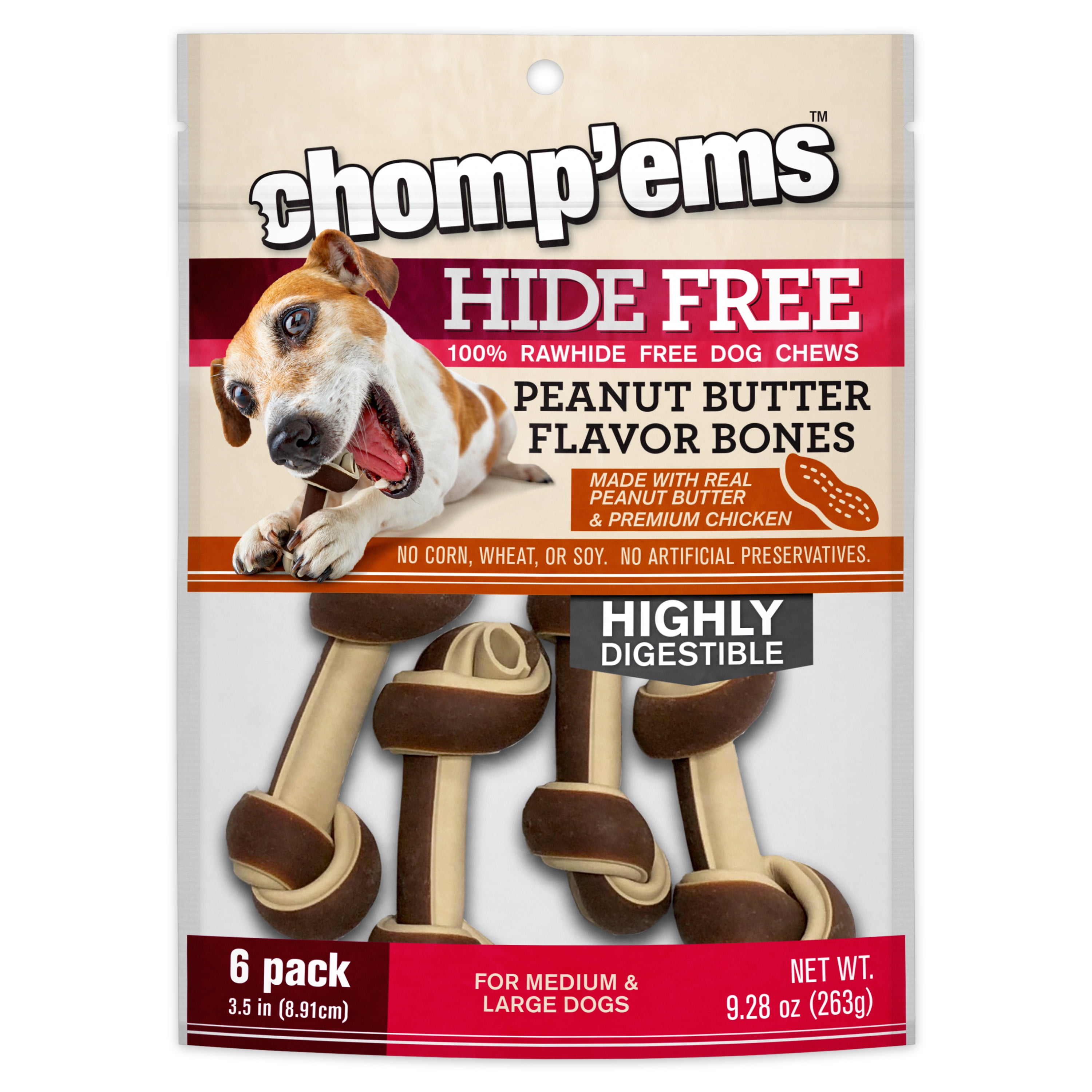 Chomp 'ems Chicken & Peanut Butter Hide Free Dog Chews Rawhide Free